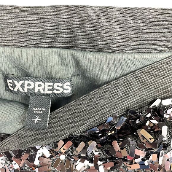 Express Black Stretch Sequined Mini Skirt - Picture 12 of 14